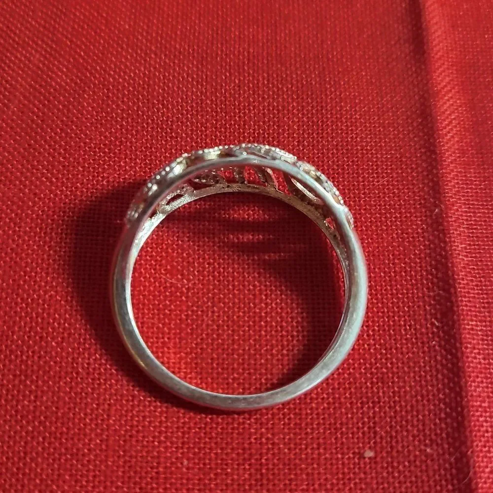 Moissanite accent Platinum/ Sterling Silver Ring